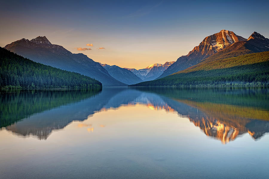 Sunset Photograph - Bowman Lake Reflections by Rick Berk