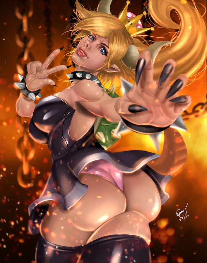 Bowsette Painting by Pete Tapang