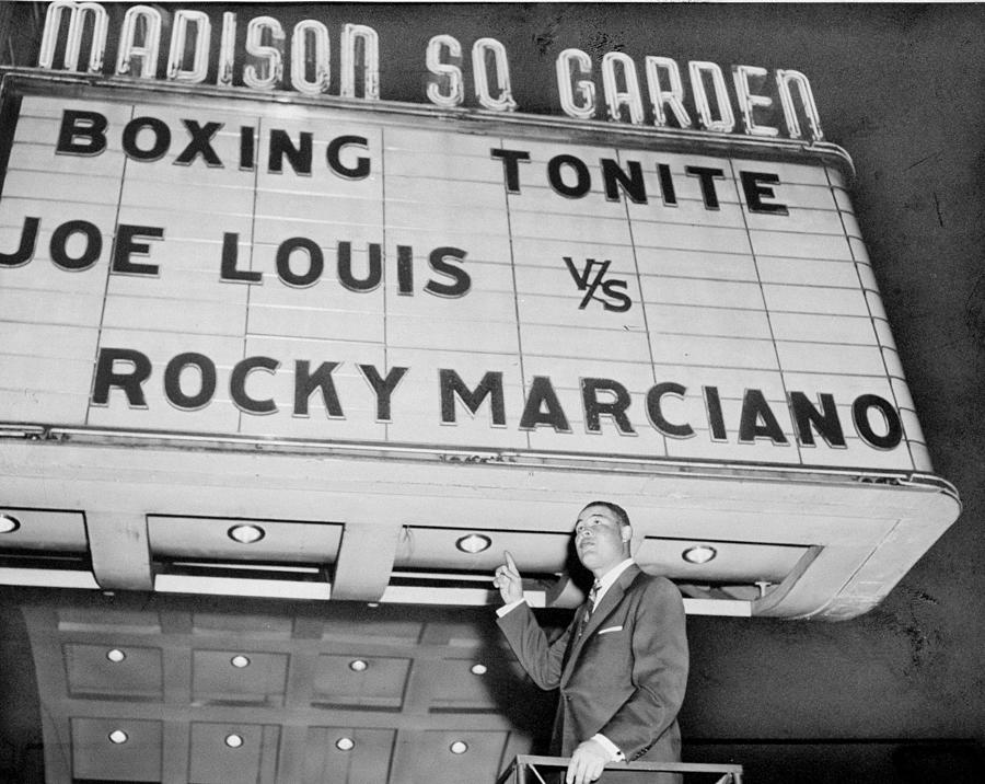 Boxer Joe Louis In Front Of Marquee At Photograph by New York Daily News Archive