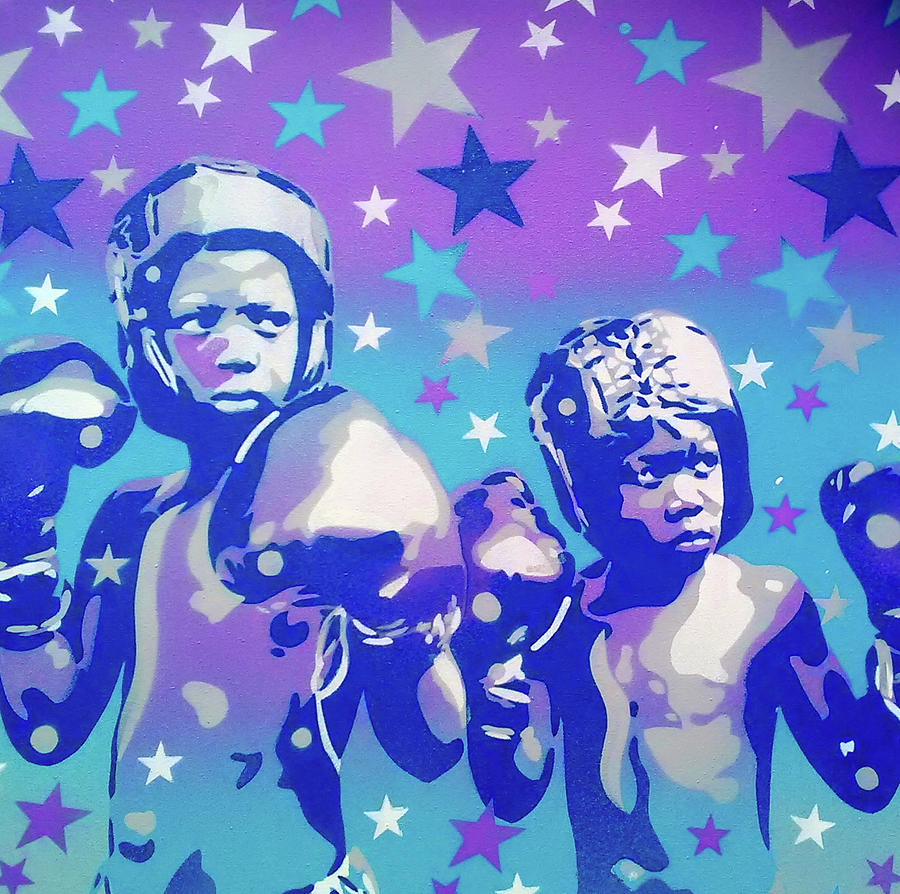 Stencil Mixed Media - Boxers V Stars by Abstract Graffiti
