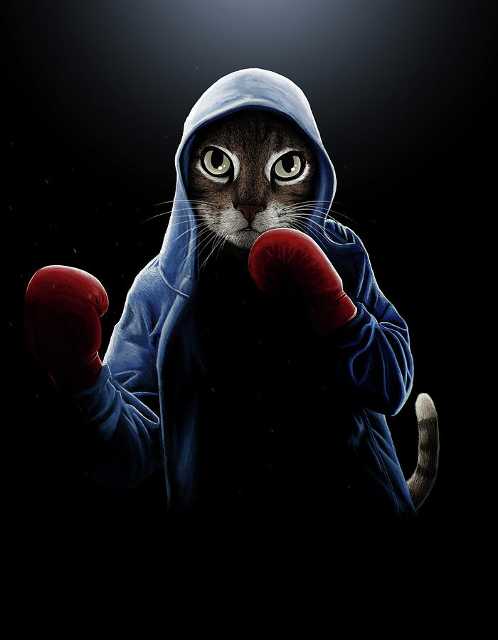 Cat Mixed Media - Boxing Cool Cat by Tummeow
