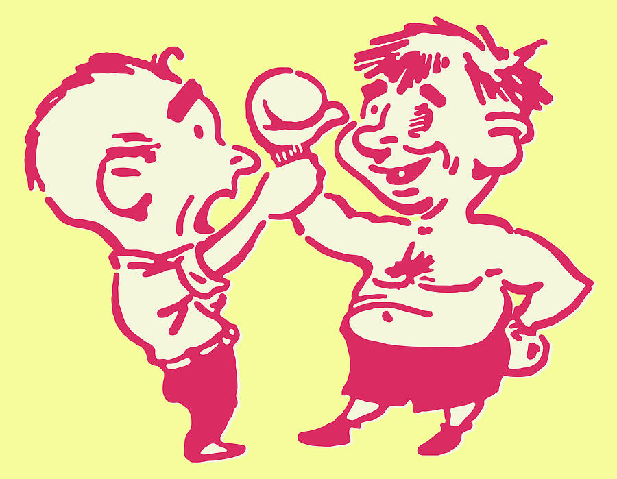 Sports Drawing - Boxing Match Referee Holding up Arm of Winning Boxer by CSA Images
