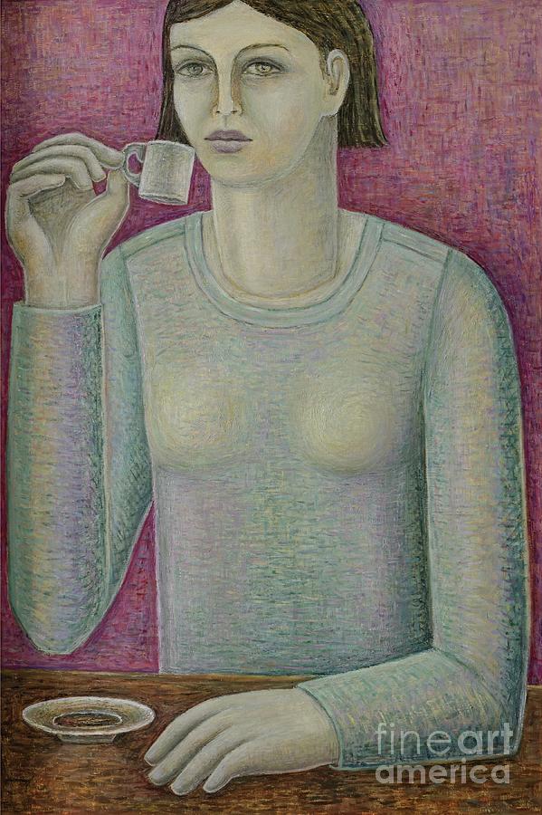 Boxy Espresso Girl, 2011 Oil On Panel Painting by Ruth Addinall