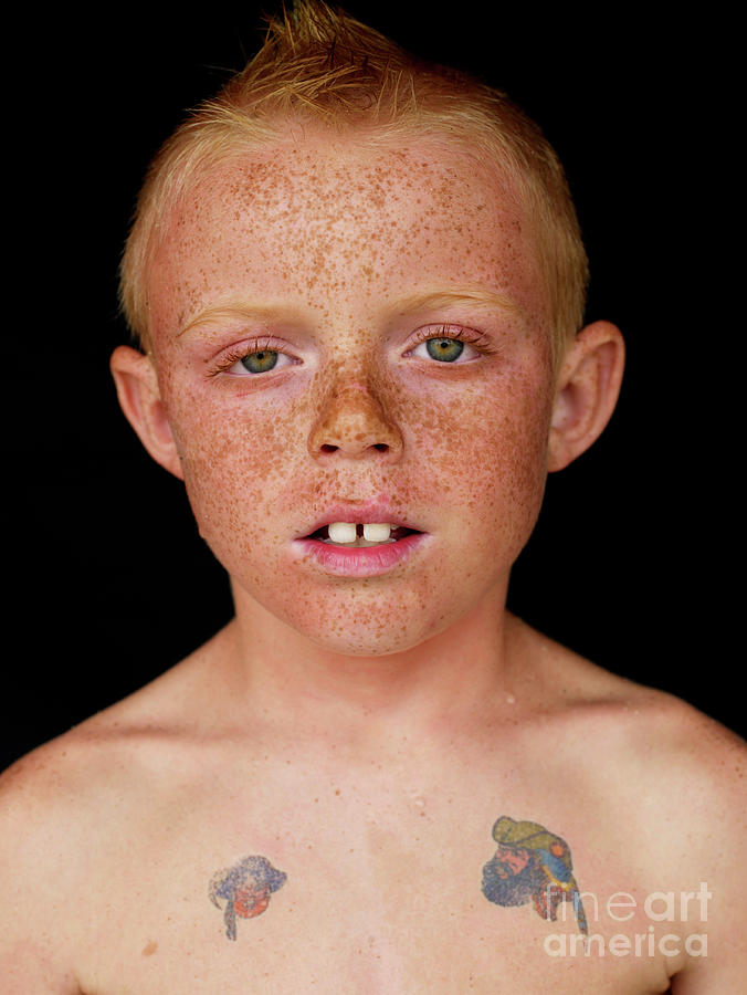 Boy 8-9 With Freckles And Mohawk Photograph by Stephen Zeigler