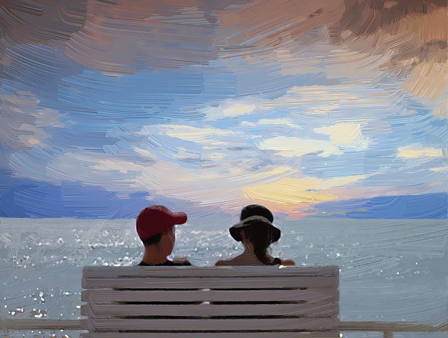 Nice Digital Art - Boy And Girl By The Sea by M Damien