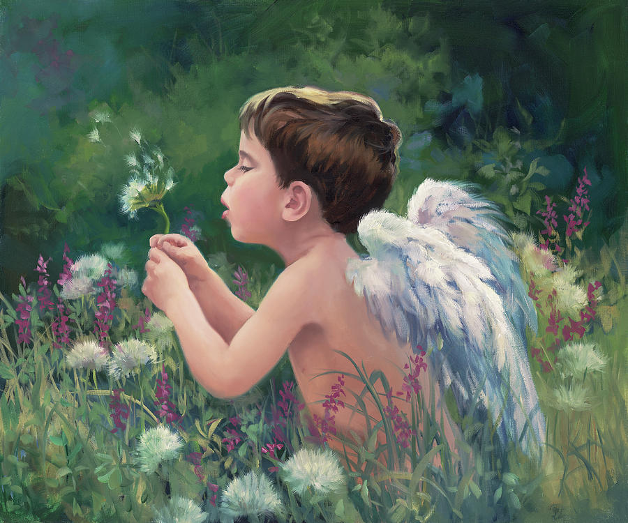 Fantasy Painting - Boy Angel  by Laurie Snow Hein