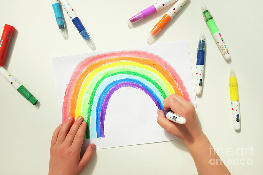 Boy Colouring In A Rainbow Photograph by Conceptual Images/science Photo Library