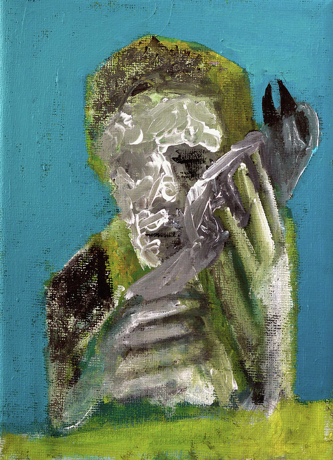 Boy holding a bird Painting by Edgeworth Johnstone