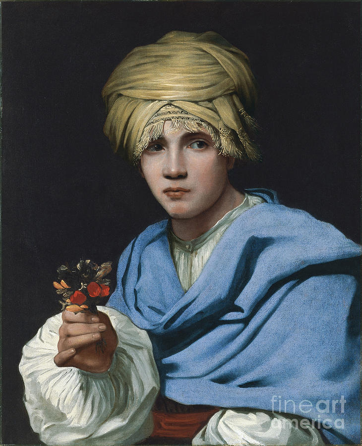 Boy In A Turban Holding A Nosegay Drawing by Heritage Images
