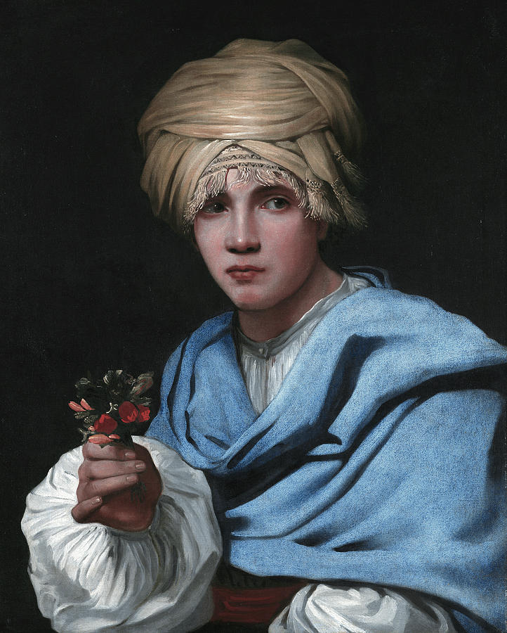 Boy in a Turban Holding a Nosegay Painting by Michiel Sweerts