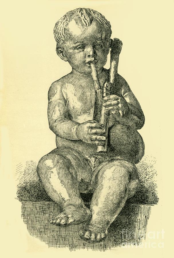 Boy Playing The Bagpipes Drawing by Print Collector