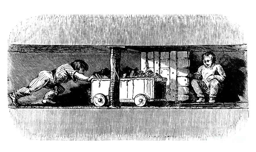 Boy Pushing A Truck Loaded With Coal Drawing by Print Collector