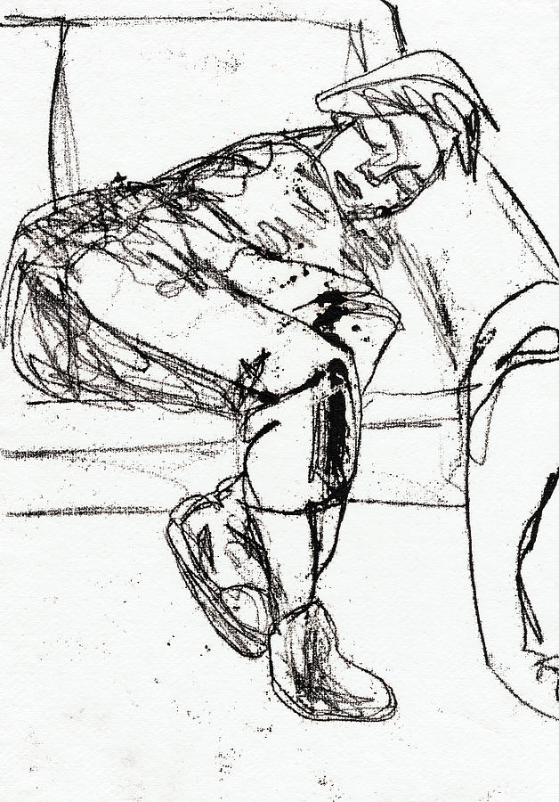 Boy sleeping on a sofa Drawing by Edgeworth Johnstone
