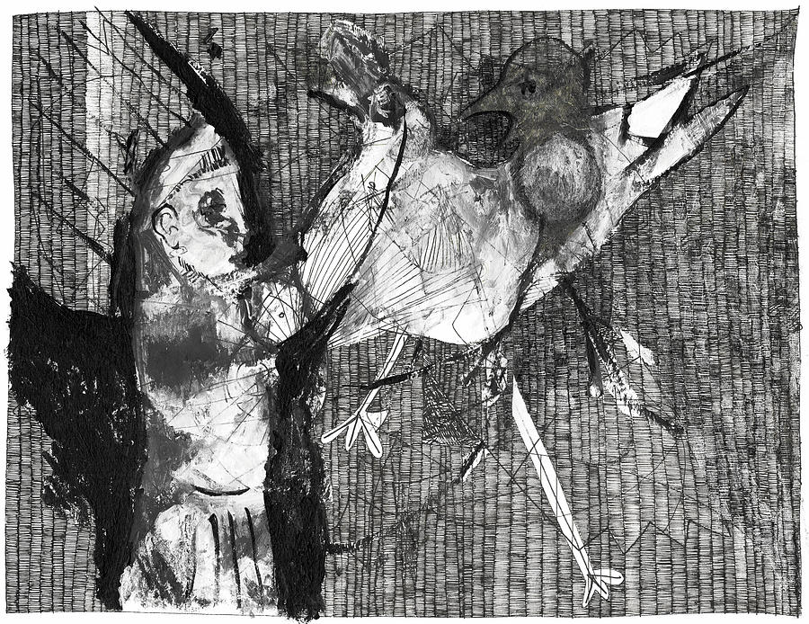 Boy Throwing a Bird Drawing by Edgeworth Johnstone