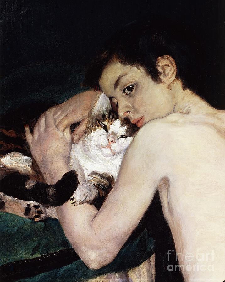 Boy With A Cat By Pierre Auguste Renoir, 1868, Detail, Oil On Canvas Painting by Pierre-auguste Renoir