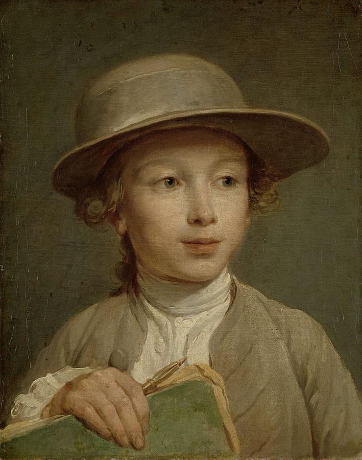 Boy with a Drawing Book. Jongen met een tekenboek. Painting by Nicolas Bernard Lepicie
