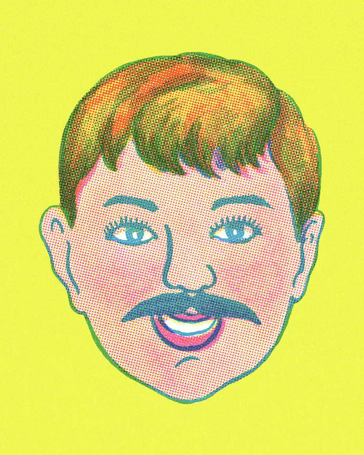 Vintage Drawing - Boy with a Mustache by CSA Images