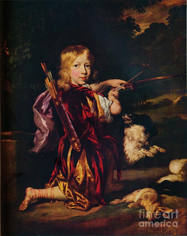 Boy With Bows And Arrows, C1670 Drawing by Print Collector