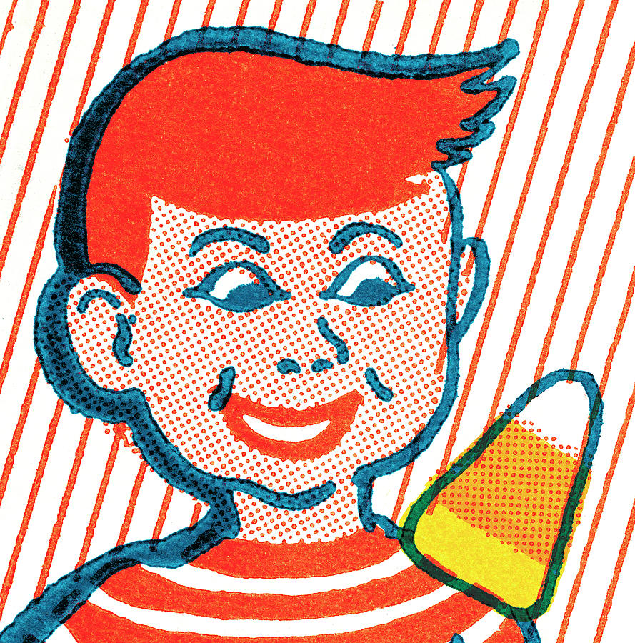 Candy Drawing - Boy with Creamsicle by CSA Images