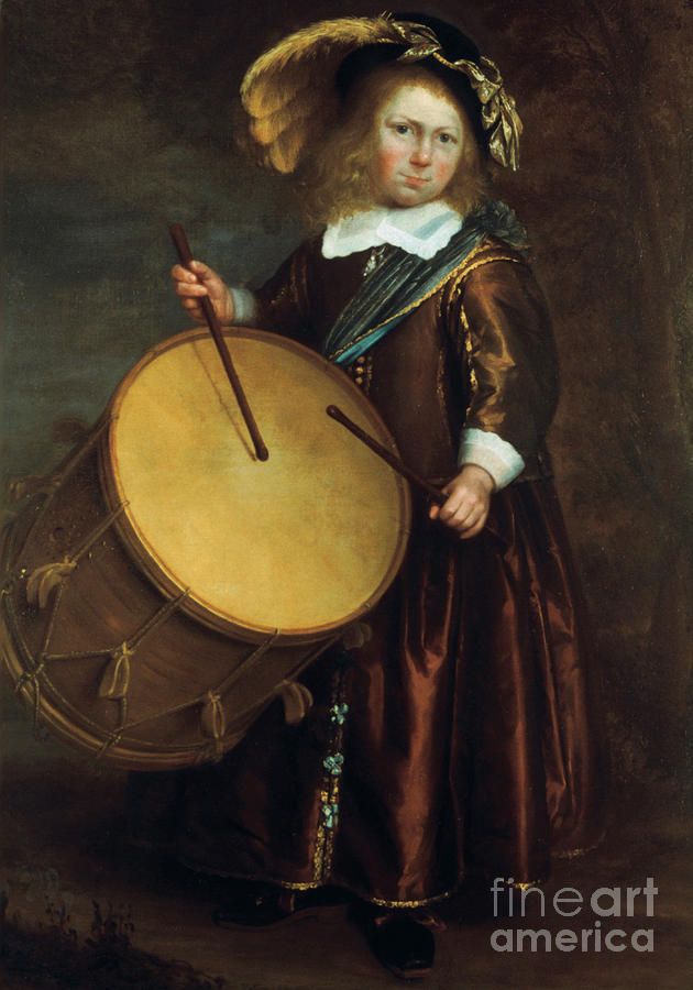 Boy With Drum, 17th Century. Artist Drawing by Print Collector