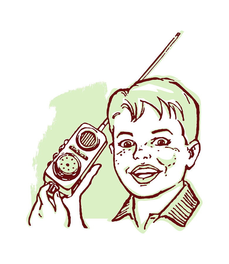 Device Drawing - Boy with Toy Walkie-Talkie by CSA Images