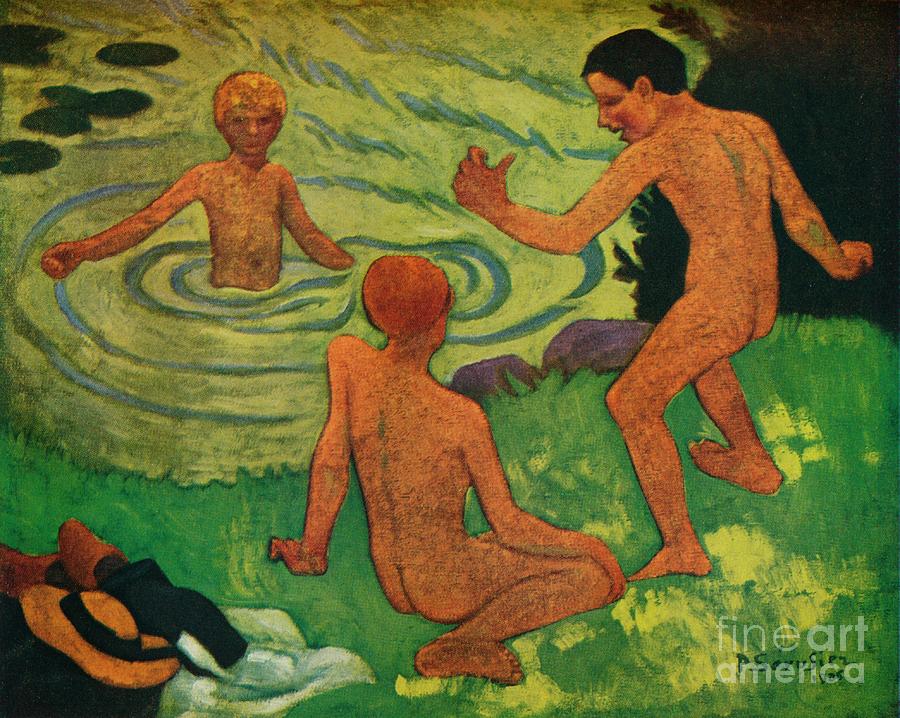 Boys Bathing Drawing by Print Collector