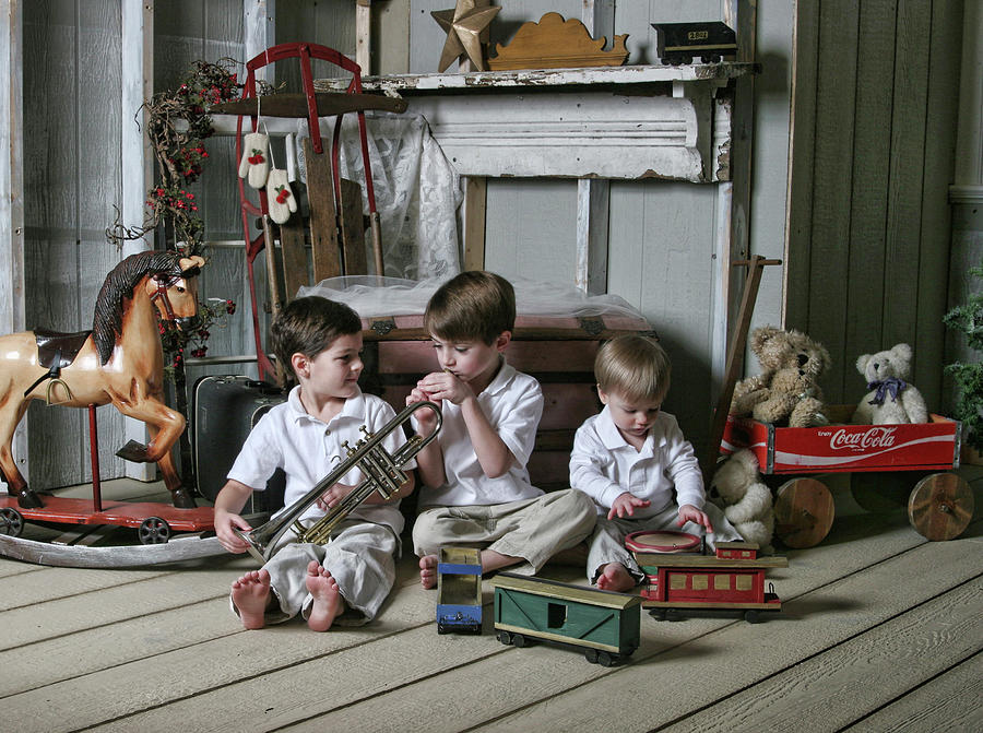Teddy Bear Photograph - Boys In Attic by Liz Zernich
