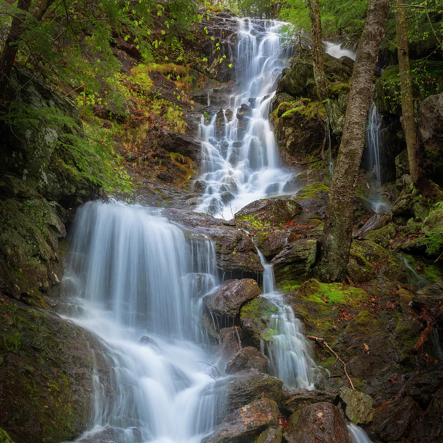 Brace Mountain Falls NY square Photograph by Bill Wakeley