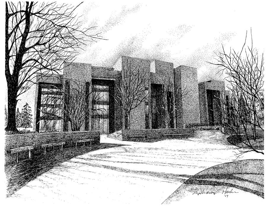 Bracken Library, Ball State University, Muncie, Indiana Drawing by Stephanie Huber