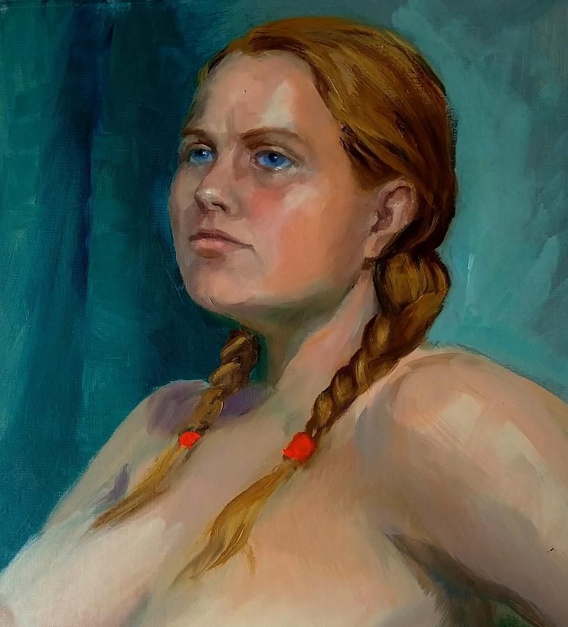 Braided Woman Painting by Marian Berg