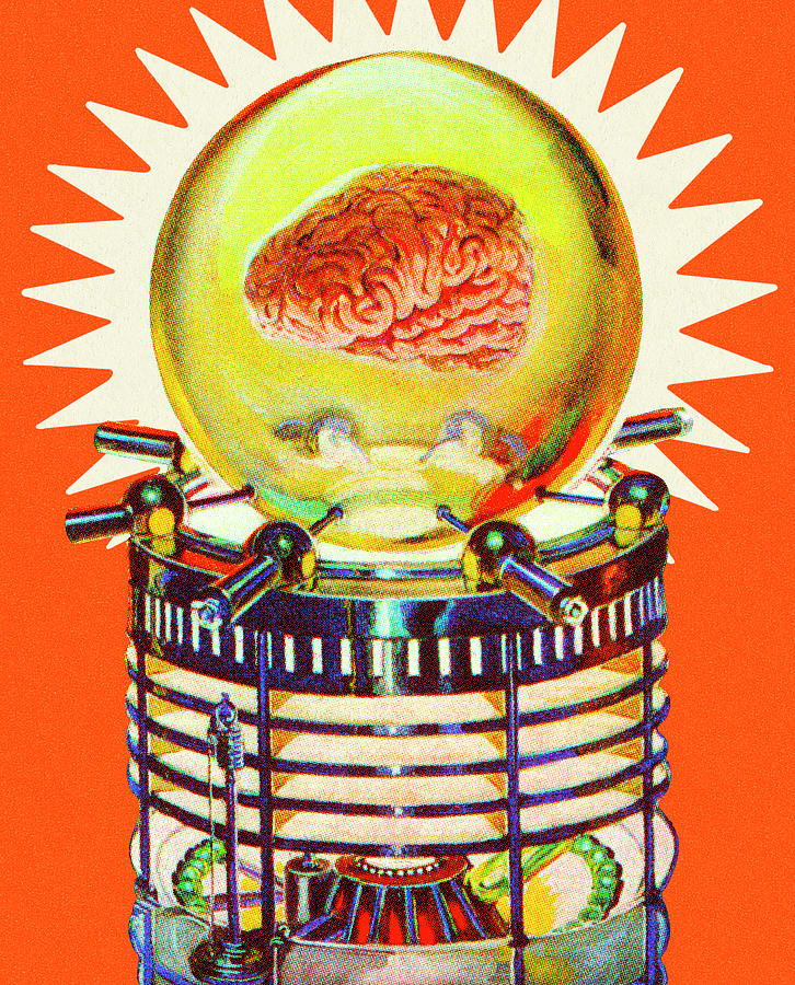 Science Fiction Drawing - Brain in a Bubble by CSA Images