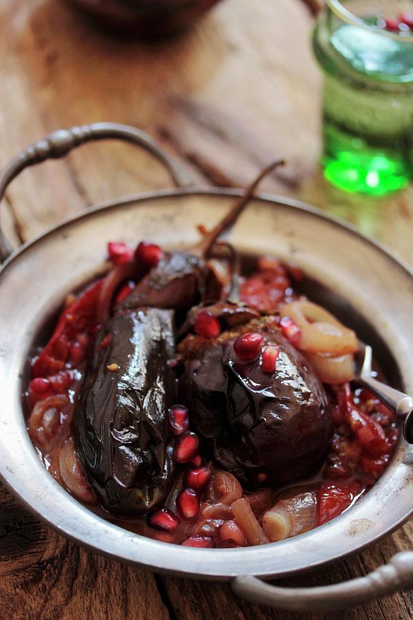 Braised Aubergines With Pomegranate Seeds Photograph by Vivi Dangelo
