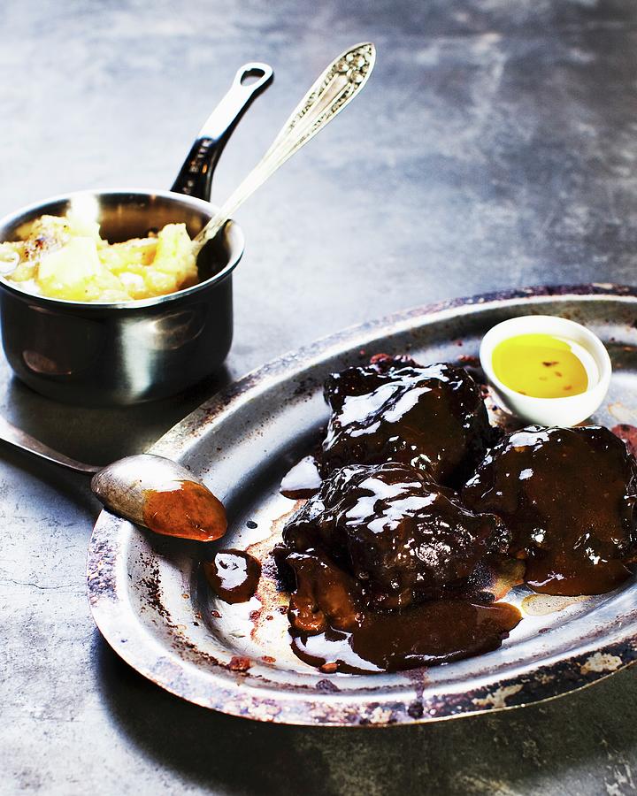 Braised Beef Cheeks With Mashed Potatoes Photograph by Taste Agencia ...