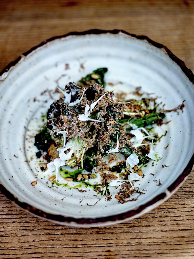 Braised Cabbage And Seaweed Salad With Creamy Wiltshire Truffle Sauce Photograph by Amiel