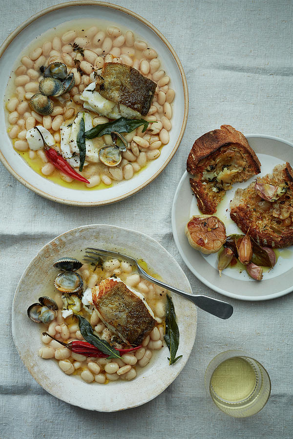 Braised Cannellini Beans With Pan Fried Cod, Toasted Sourdough And ...