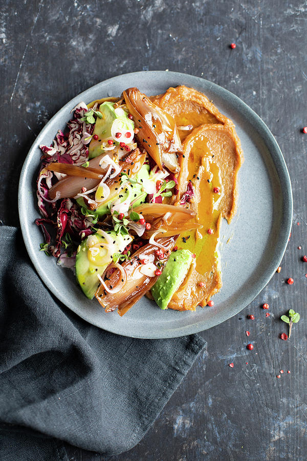 Braised Chicory With Avocado And Peanut Sauce Photograph by Lilia Jankowska
