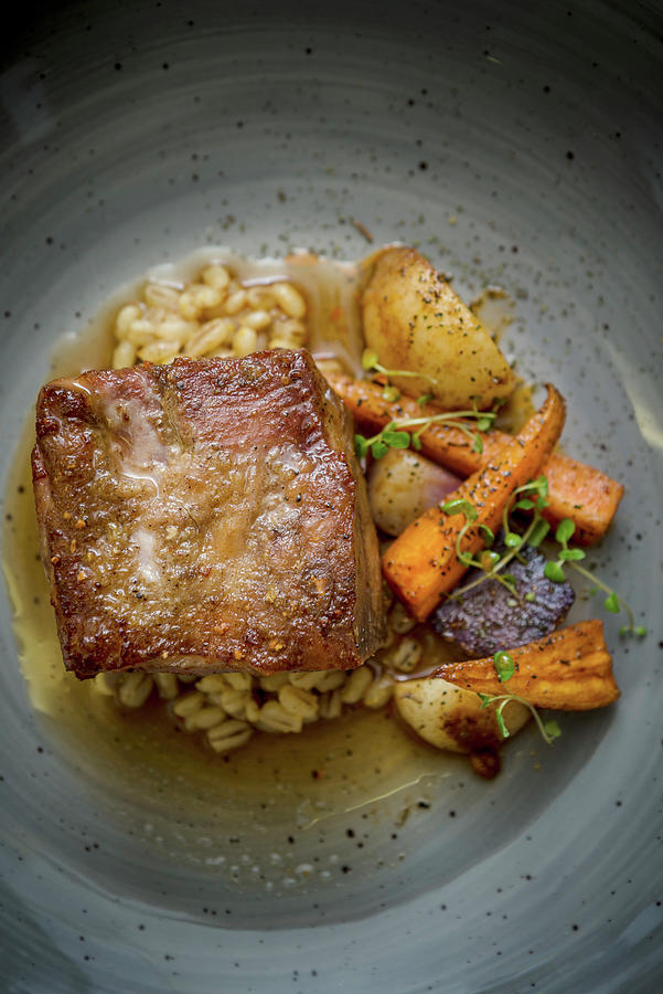 Braised Shoulder Of Lamb With Spiced Pearl Barley And Vegetables Photograph by Nitin Kapoor