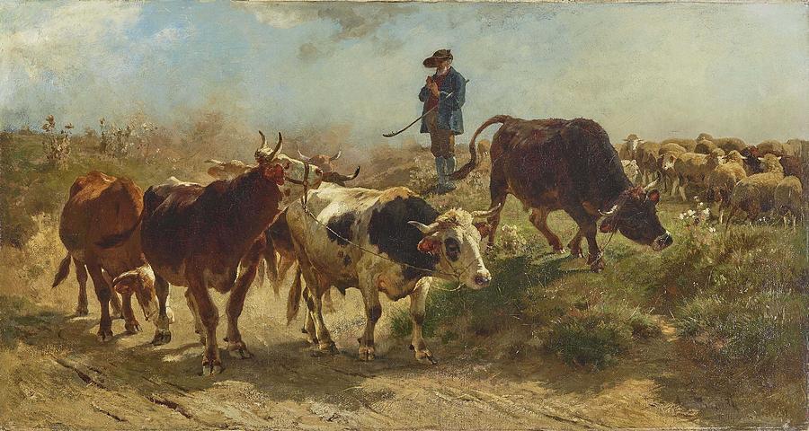 BRAITH, ANTON 1836 - Biberach Riss - 1905 Shepherd with Sheep Painting ...