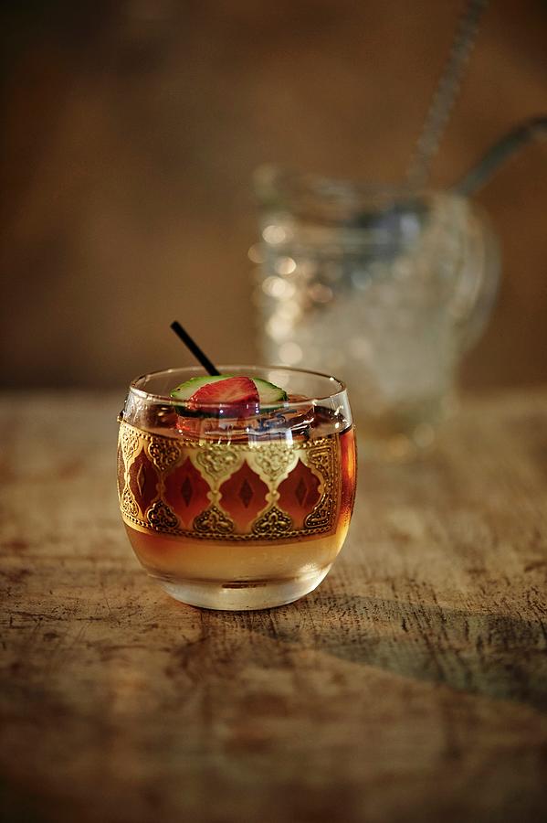 Fruit Photograph - Bramble Gin Sour Cocktail With Lemon Juice And Blackberry Liqueur by Greg Rannells