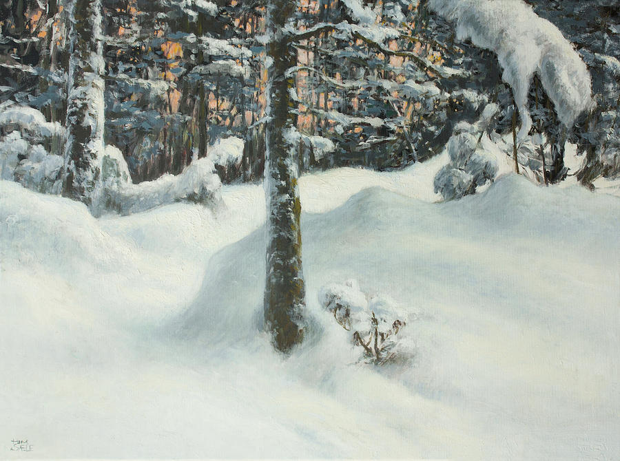 Branch Heavy with Snow Painting by Hans Egil Saele