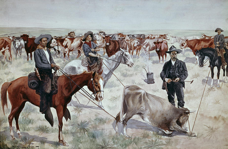 Branding A Steer By Remington Painting by Artist - Frederic Sackrider ...