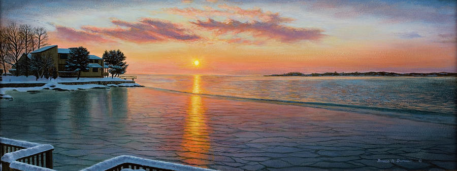 Branford Sunset Beach Painting by Bruce Dumas