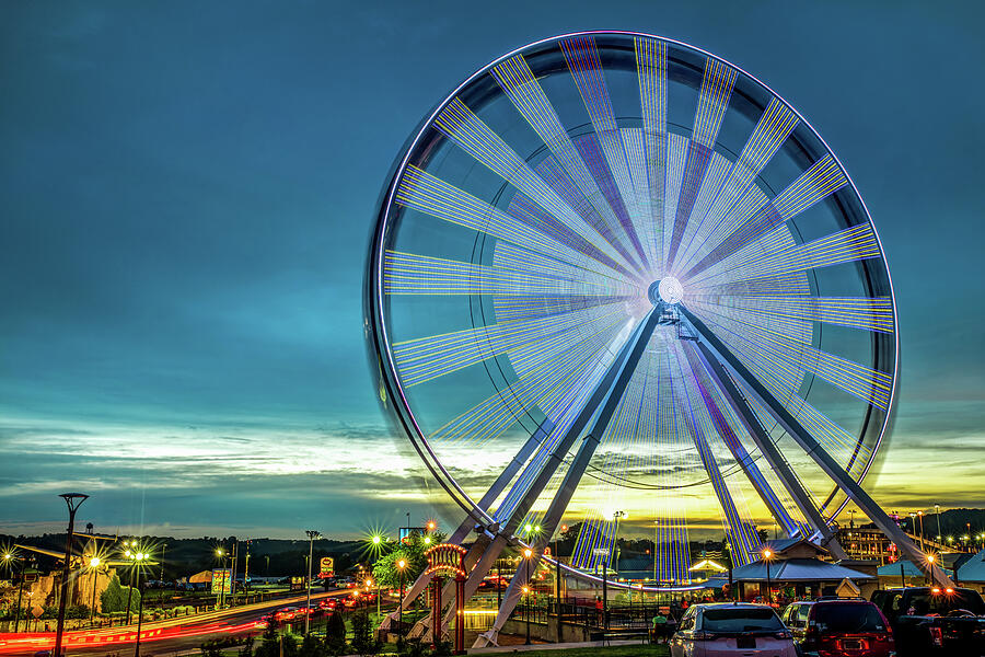 America Photograph - Branson Ferris Wheel at Dusk on the Strip by Gregory Ballos