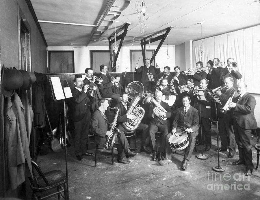 Brass Band In Studio Recording Photograph by Bettmann Brass Band In Studio Recording Photograph by Bettmann
