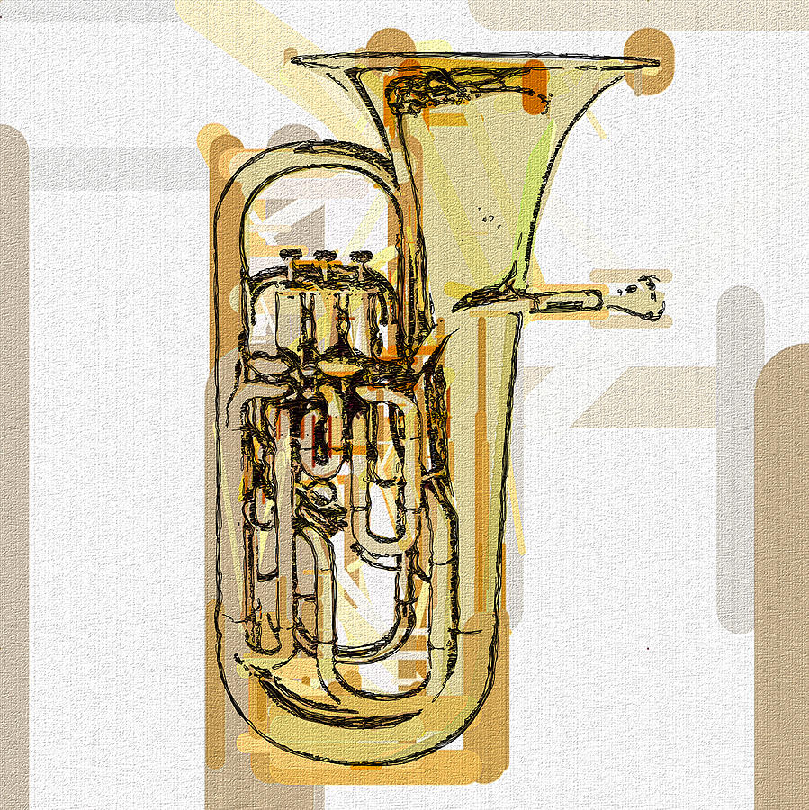 Music Mixed Media - Brass Euphonium 2 by David Ridley