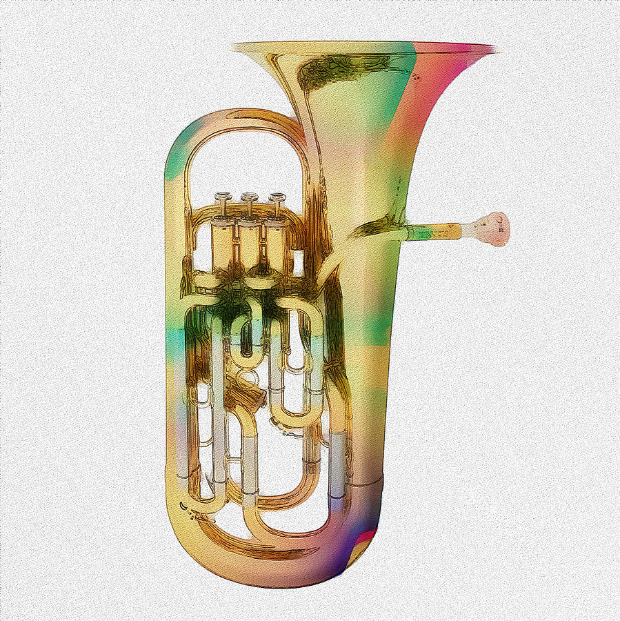 Music Mixed Media - Brass Euphonium 3 by David Ridley