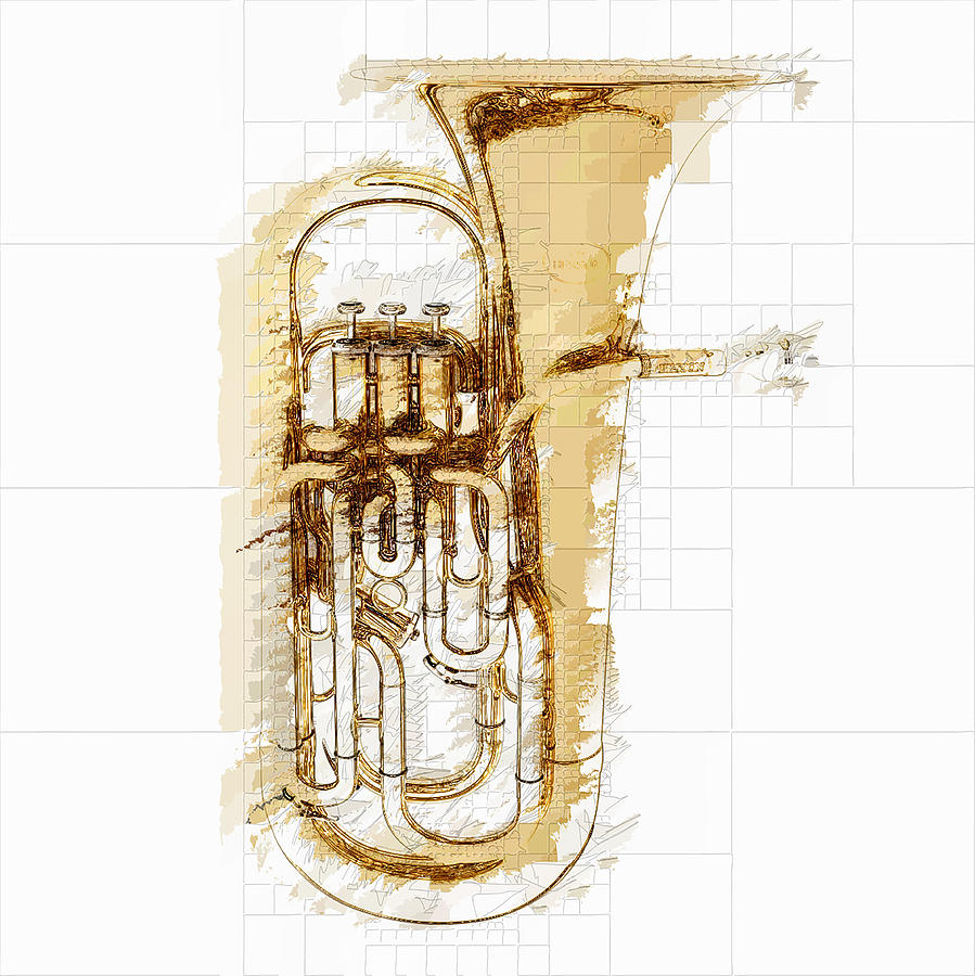 Brass Mixed Media - Brass Euphonium by David Ridley
