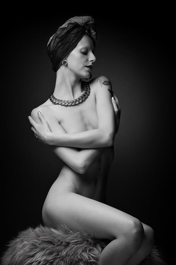 Nude Photograph - Brass Necklace by Jan Slotboom