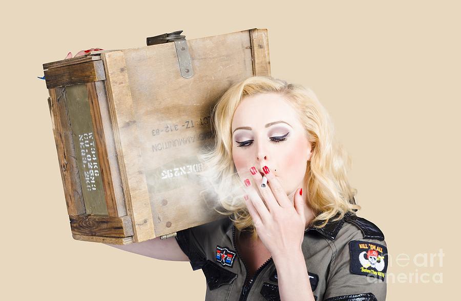 Brave army girl holding explosive small arms Photograph by Jorgo Photography
