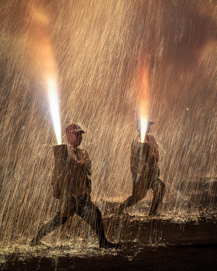 Fireworks Photograph - Brave Men by Takeshi Mitamura